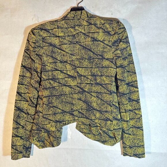 Rebecca Minkoff XS Silk Jacket Blazer Yellow Black Gothic Trippy Psychedelic - Picture 6 of 6